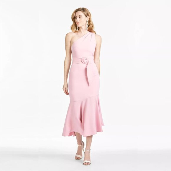 NWT SACHIN + BABI Grace Dress in Strawberry Midi One Shoulder Pink 6 #9229 - Picture 1 of 9